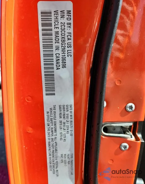 2022 Dodge Charger Sxt z USA, uszkodzony, nr VIN 2C3CDXBG2NH106896